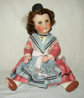 Antique Bisque Doll Original Costume, 8 3/4 IN, Antique German Bisque Doll